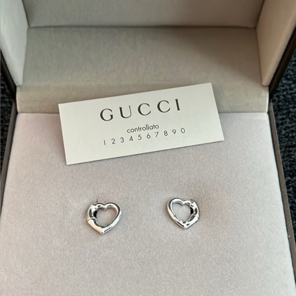 Gucci Silver Heart-Shaped Earrings